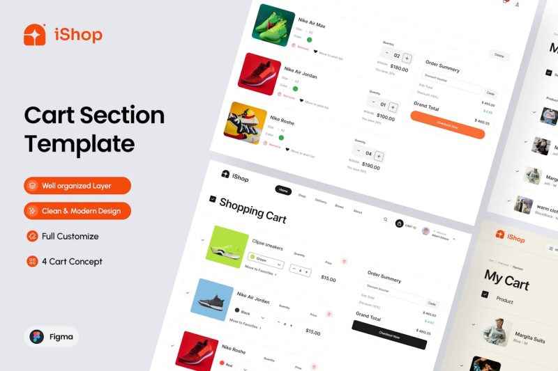 电子商务购物车部分模板网页UI (FIG) ishop-ecommerce-cart-section-template