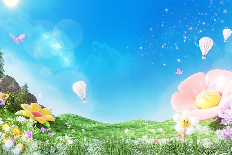 C4D工程-户外草地花朵绿色自然场景渲染工程草地花朵C4D模型