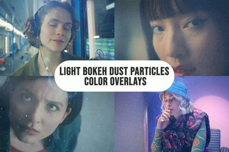 AE模板-叠加梦幻光斑灰尘粒子效果(含原版音乐素材) light Bokeh Dust Particles Color Overlays