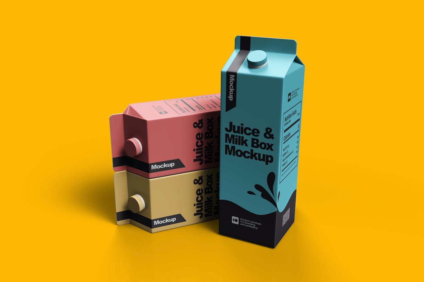 果汁和牛奶盒样机素材 (PSD) juice-milk-container-mockup