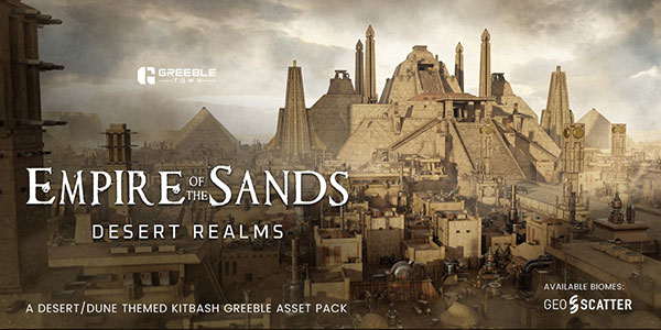 Blender预设-沙漠楼房建筑石头物品装饰资产预设 Empire Of The Sands – Desert Structures Kitbash Greeble Assets