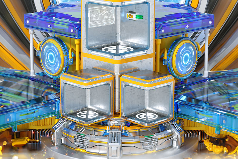 C4D工程-电商多产品科技展台场景渲染工程电商展台C4D模型