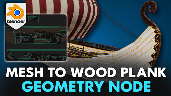 Blender预设-将3D网格转换成木板效果几何节点资产预设 Blender 4 Mesh To Wooden Planks Geometry Node