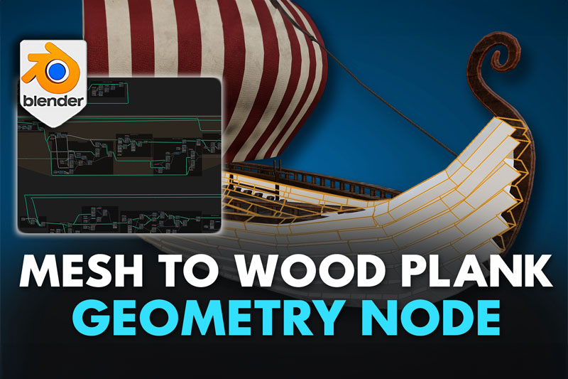 Blender预设-将3D网格转换成木板效果几何节点资产预设 Blender 4 Mesh To Wooden Planks Geometry Node