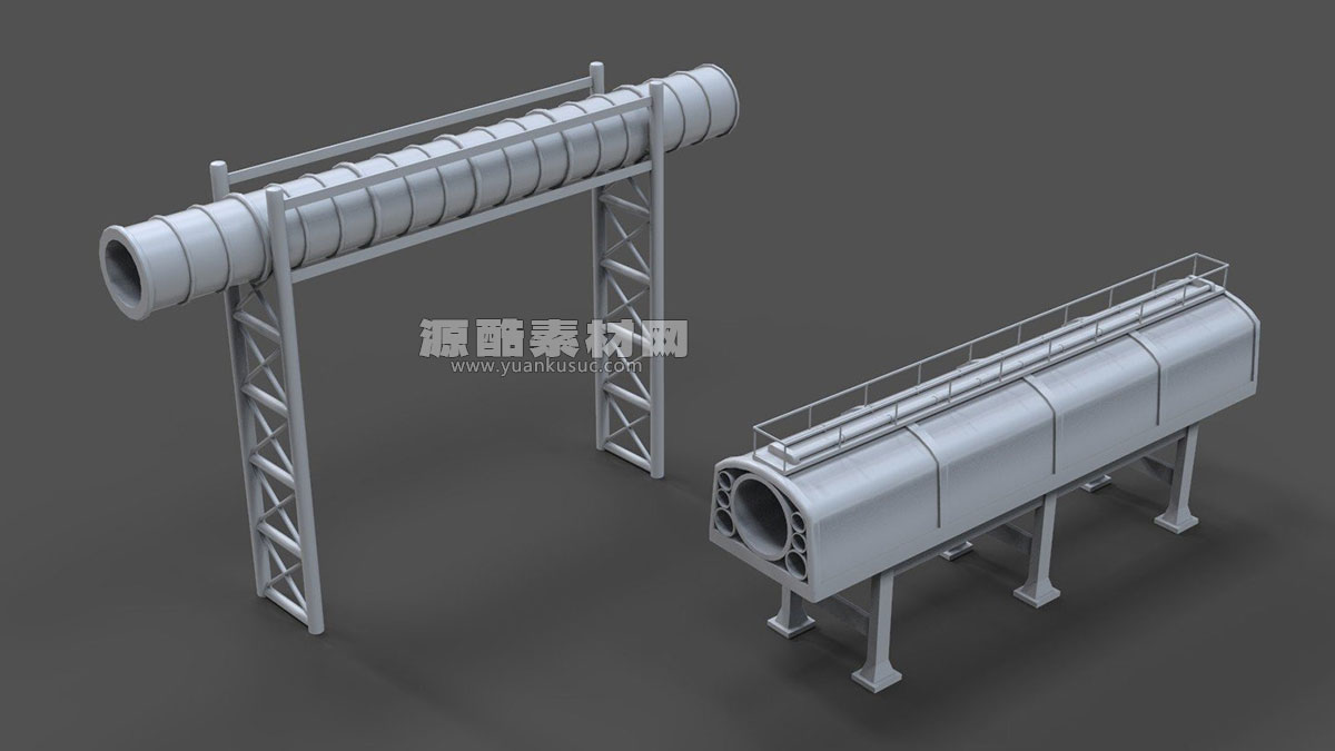 15个工业管道模型3D模型 (Blender/MAX/FBX/OBJ等格式) Industrial Pipes – 15 pieces