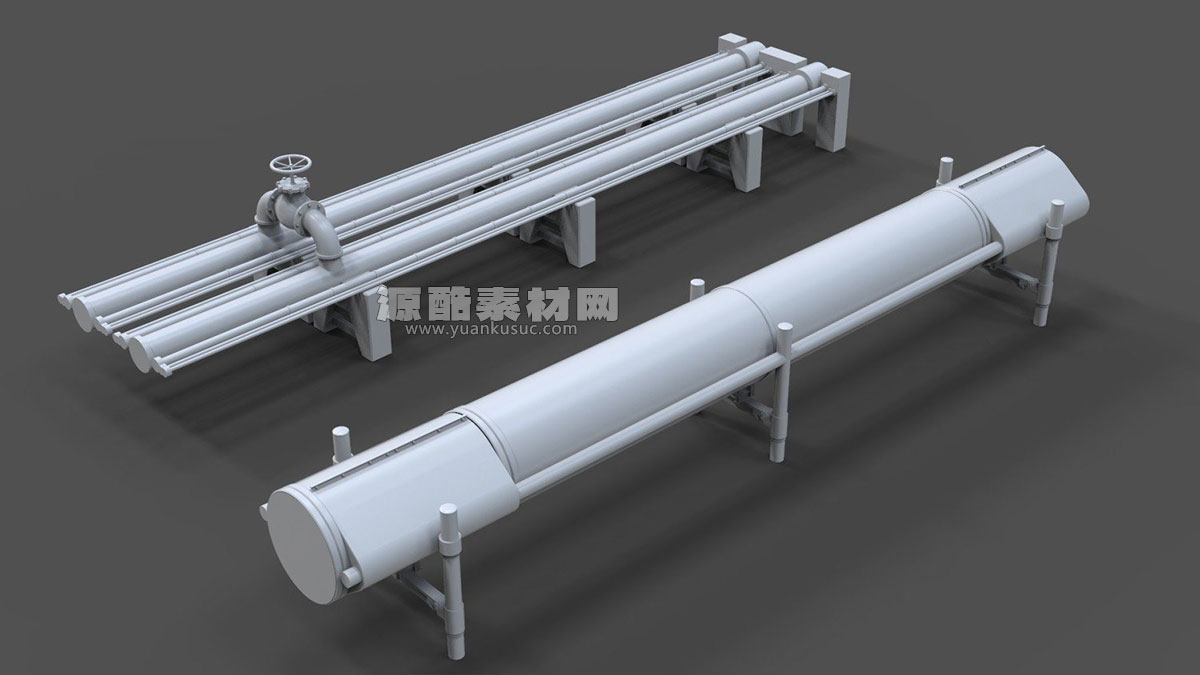 15个工业管道模型3D模型 (Blender/MAX/FBX/OBJ等格式) Industrial Pipes – 15 pieces