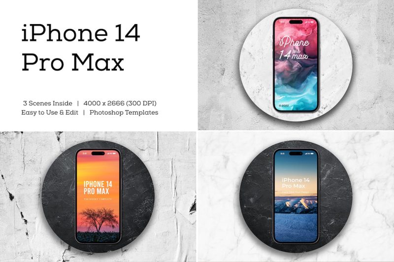 iPhone 14 Pro Max 手机样机素材 (PSD) iphone-14-pro-max-mock-ups