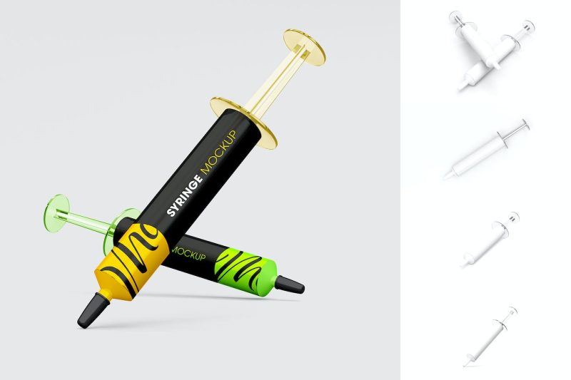 电脑硅脂注射器样机素材套装 (PSD) syringe-mockup-set