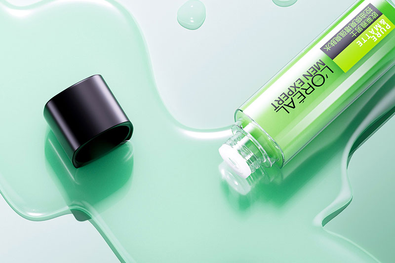 C4D工程-欧莱雅男士爽肤水场景渲染工程护肤品C4D模型