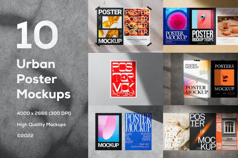 城市粘合海报设计样机素材 (PSD) urban-glued-poster-mockup