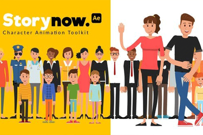 AE/PR模板-故事解说人物角色场景MG图形动画 Story Now Characters Animation