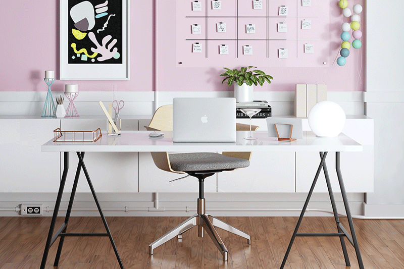 书桌模型书房一角场景模型3D模型 (C4D,FBX)