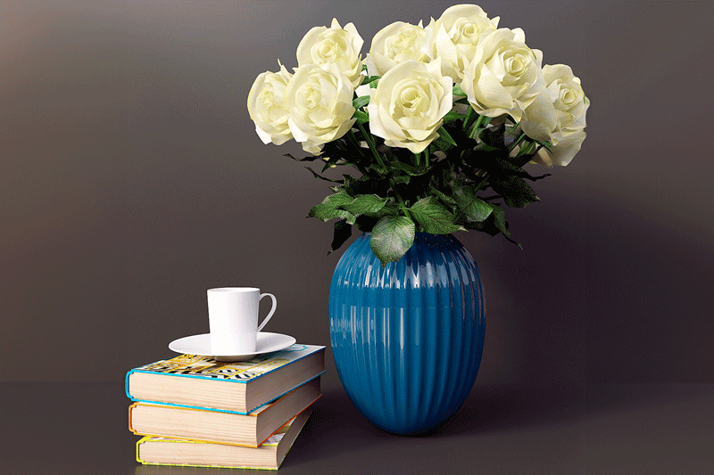 白玫瑰花模型花瓶模型3D模型 (C4D,FBX)