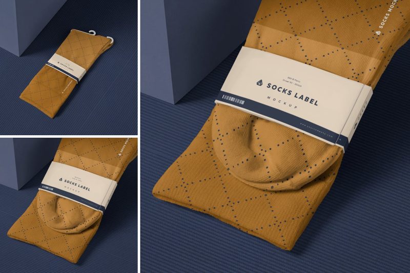 袜子标签样机素材 (PSD) socks-label-mock-up