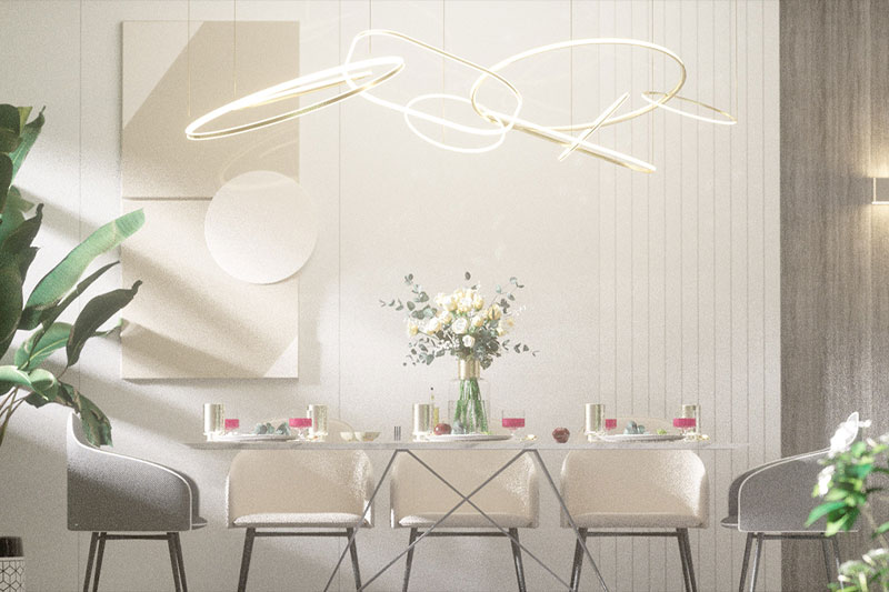 C4D工程-室内餐桌餐厅场景渲染工程室内场景C4D模型