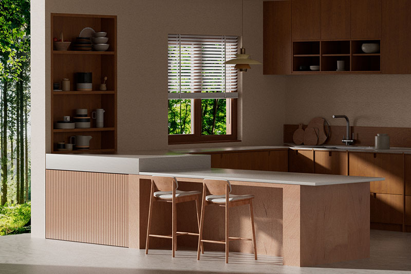 C4D工程-室内开放式厨房场景渲染工程室内场景C4D模型