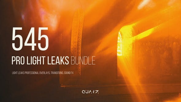 视频素材-545组镜头漏光炫光动画叠加视频转场素材+音效素材 Pro Light Leaks Bundle