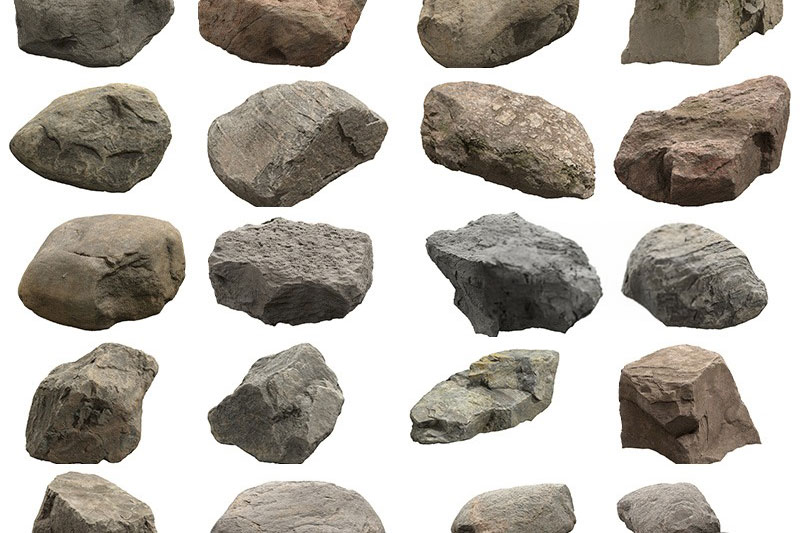 60个岩石模型长满青苔的石头模型3D模型 (C4D,FBX,MAX)