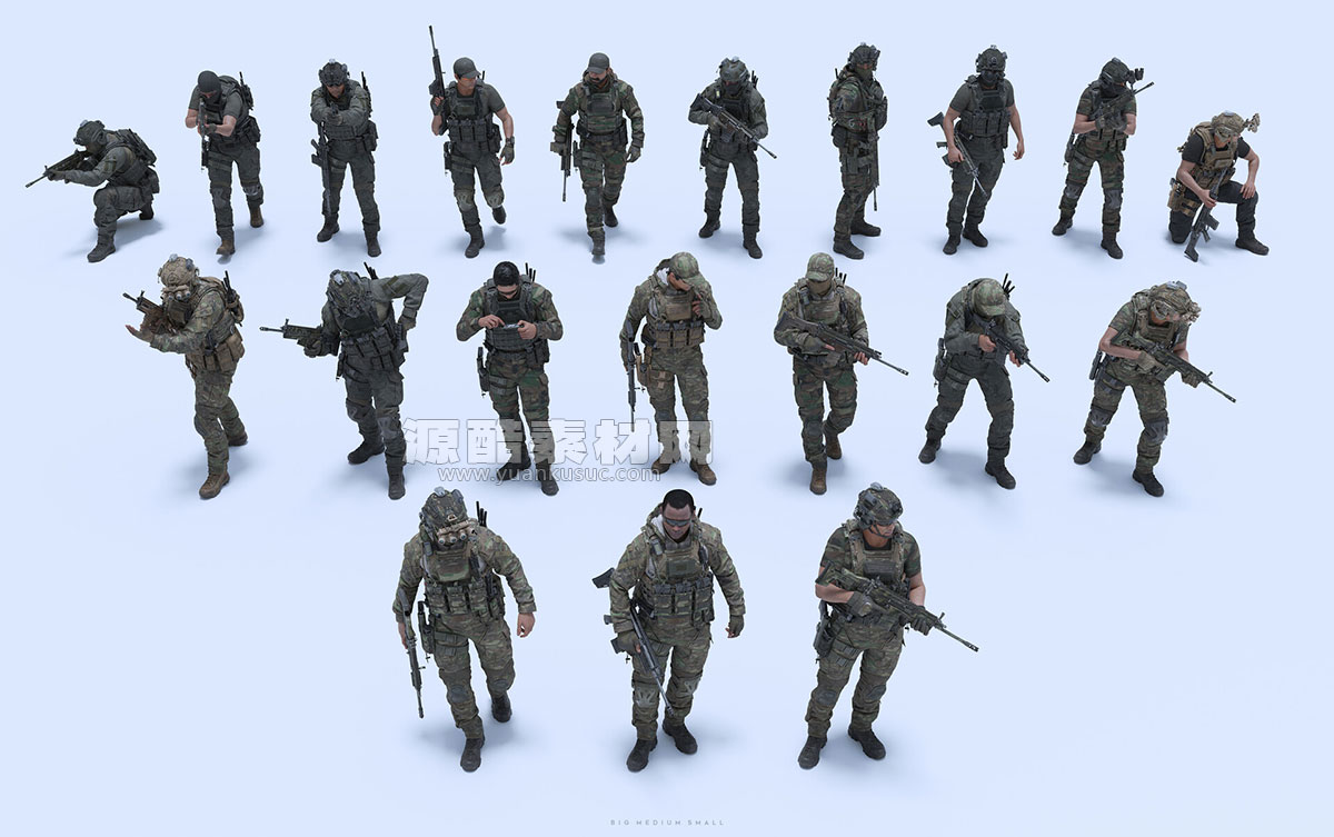 现代军事特种部队人物角色武器装备相关3D模型合集 BigMediumSmall-SPECIAL OPS（FBX/OBJ/UE格式）