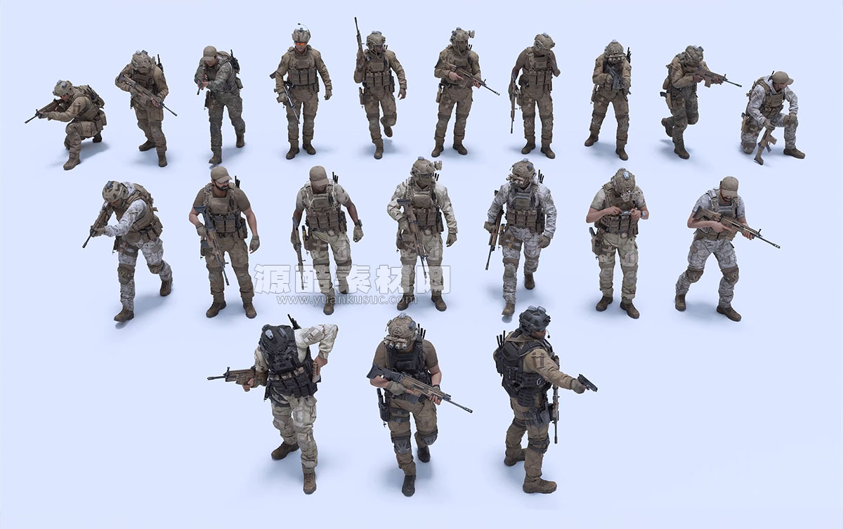 现代军事特种部队人物角色武器装备相关3D模型合集 BigMediumSmall-SPECIAL OPS（FBX/OBJ/UE格式）