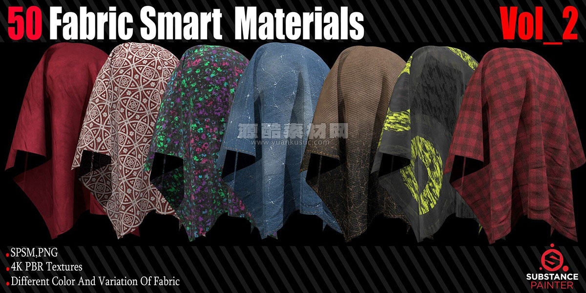 50款4K牛仔等织物布料纹理贴图 50 Fabric Smart Material + 4K PBR Texture Vol_2