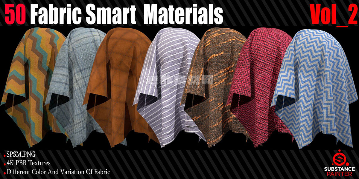 50款4K牛仔等织物布料纹理贴图 50 Fabric Smart Material + 4K PBR Texture Vol_2