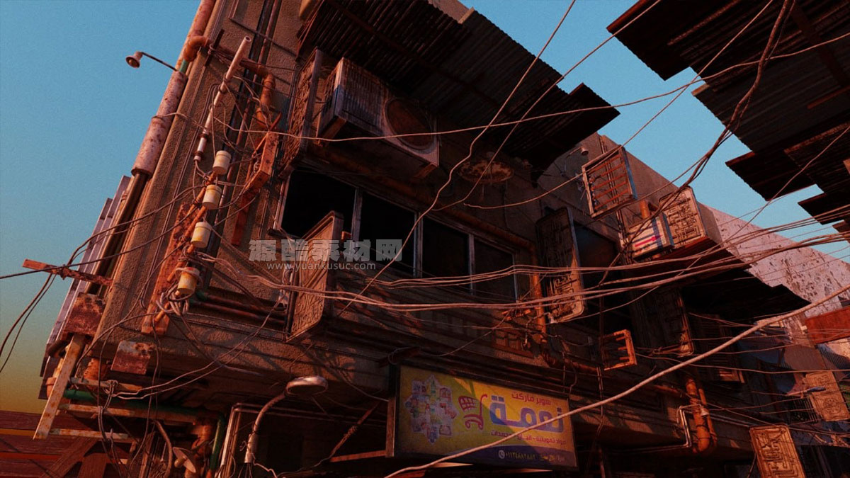 埃及开罗市赛博朋克霓虹灯街道场景模型3D模型 (Blender/UE格式) Cairo City Cyberpunk Streets – Animated Neon Signs – Day And Night – Egyptian Cyberpunk