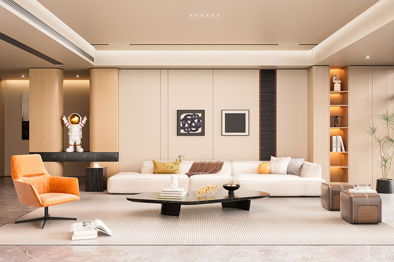 C4D工程-室内客厅场景渲染工程室内场景C4D模型