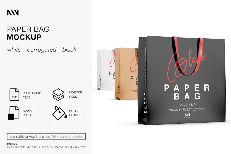 纸袋样机素材 (PSD) paper-bag-mockup