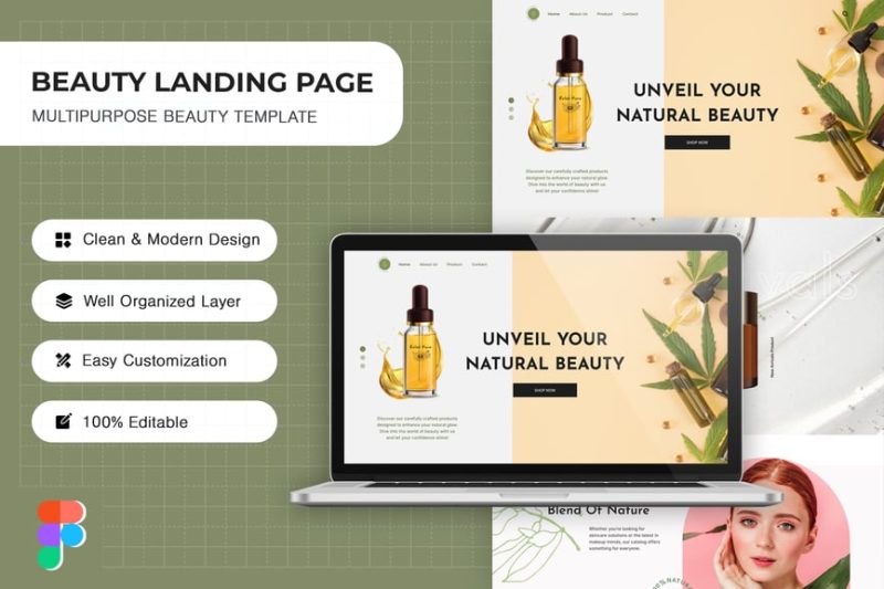 护肤与美容着陆页面素材 (FIG) skincare-beauty-landing-page