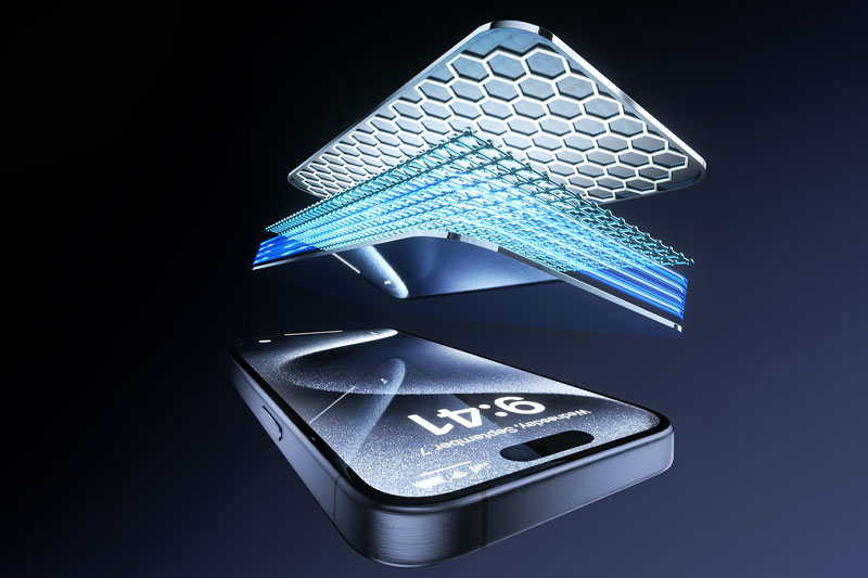 C4D工程-iPhone15钢化膜强度展示渲染工程苹果手机钢化膜C4D模型