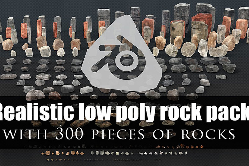 游戏低多边形石头模型资产3D模型 (Blender/FBX通用格式) Game And Render Ready Rock Pack With 2 Lod Phase