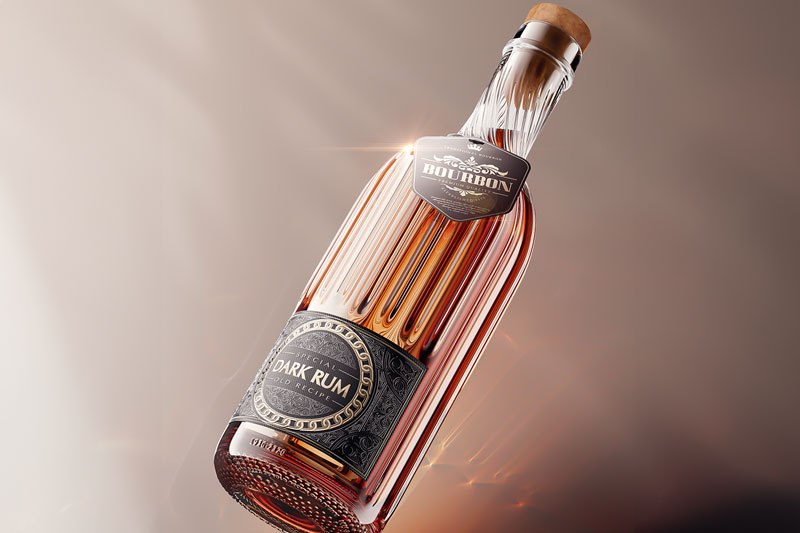 C4D工程-朗姆酒场景渲染工程朗姆酒瓶模型C4D模型