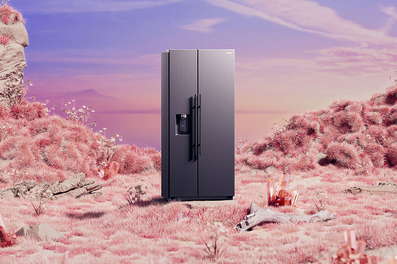 C4D工程-电冰箱粉色场景渲染工程电冰箱模型C4D模型