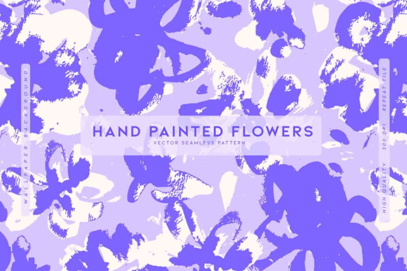 波西米亚风壁纸矢量图案素材 (AI,EPS,JPG,SVG) hand-painted-flowers