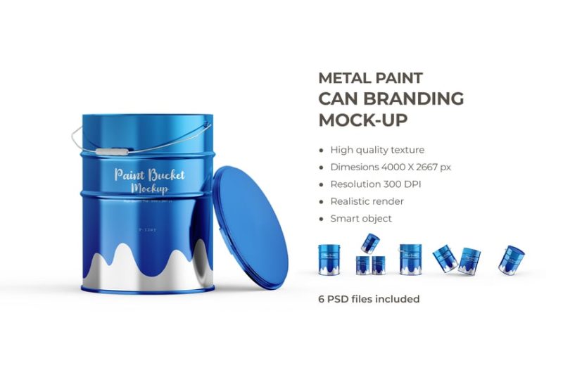 金属油漆罐桶品牌样机素材 (PSD) metal-paint-can-bucket-branding-mockup