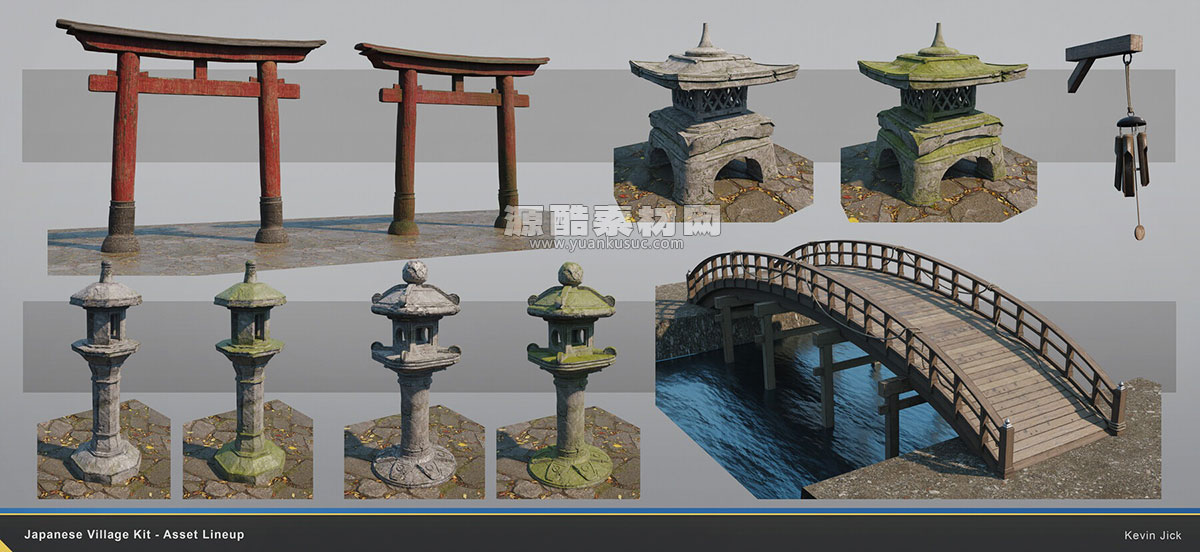 古代木屋木制建筑模型3D模型资产 (Blender) Artstation – Japanese Village Kitbash