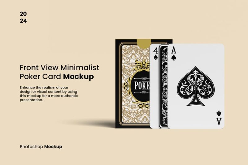 前视图极简扑克牌样机素材 (PSD) front-view-minimalist-poker-card-mockup