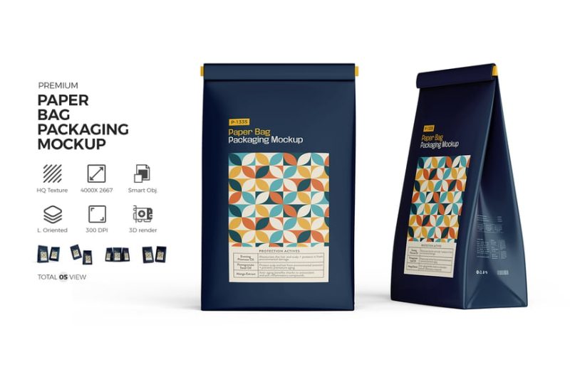 包装袋样机素材 (PSD) packaging-bag-mockup