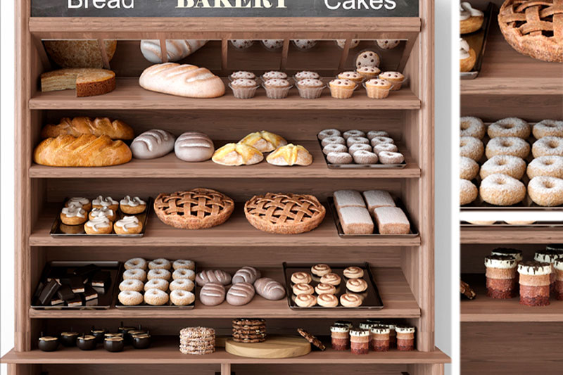 面包模型面包店货柜模型食物3D模型 (C4D,FBX,Blend)