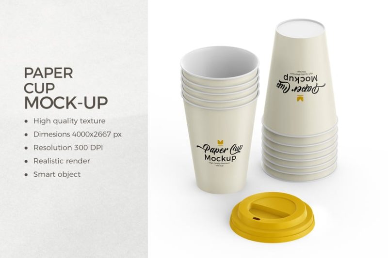 堆叠纸咖啡杯样机素材 (PSD) stacked-paper-coffee-cup-mockup