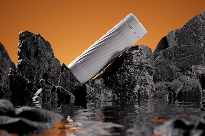 C4D工程-保温杯岩石水场景渲染工程保温杯模型C4D模型