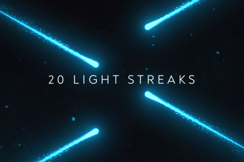 AE模板-20种发光线条粒子背景叠加视觉效果 Light Streaks Background