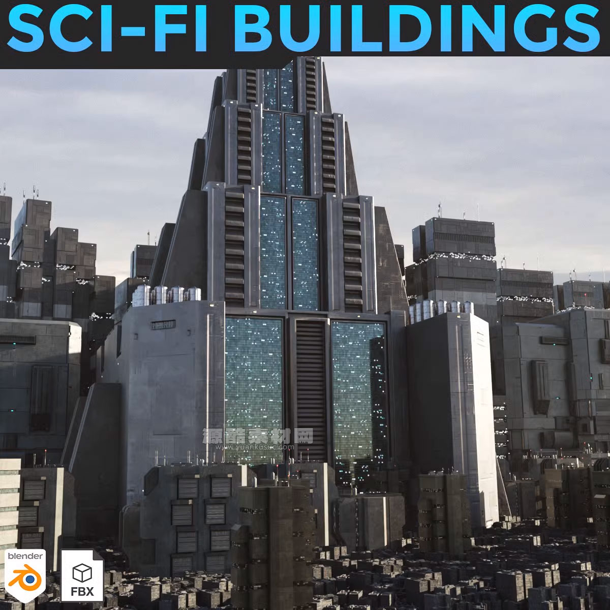 免费科幻建筑模型3D模型(Blend/FBX格式) Sci-Fi Buildings