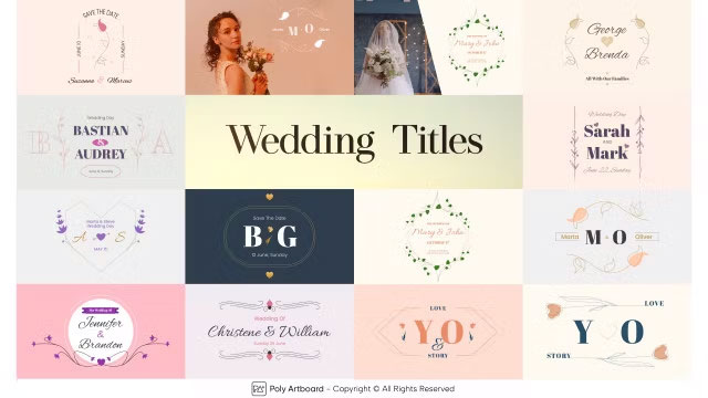 AE模板-12种精美优雅婚礼请柬标题开场动画 Wedding Titles