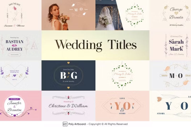 AE模板-12种精美优雅婚礼请柬标题开场动画 Wedding Titles