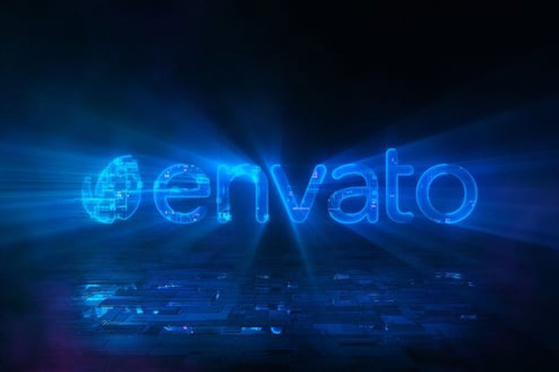 AE模板-霓虹灯数字游戏LOGO标志动画(含音乐素材) Neon Digital Game Logo