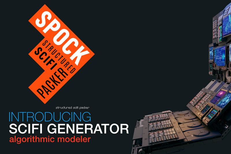 Blender插件-结构化生成科幻控制台模型预设工具 Spock Structured Scifi Packer v1.1.1