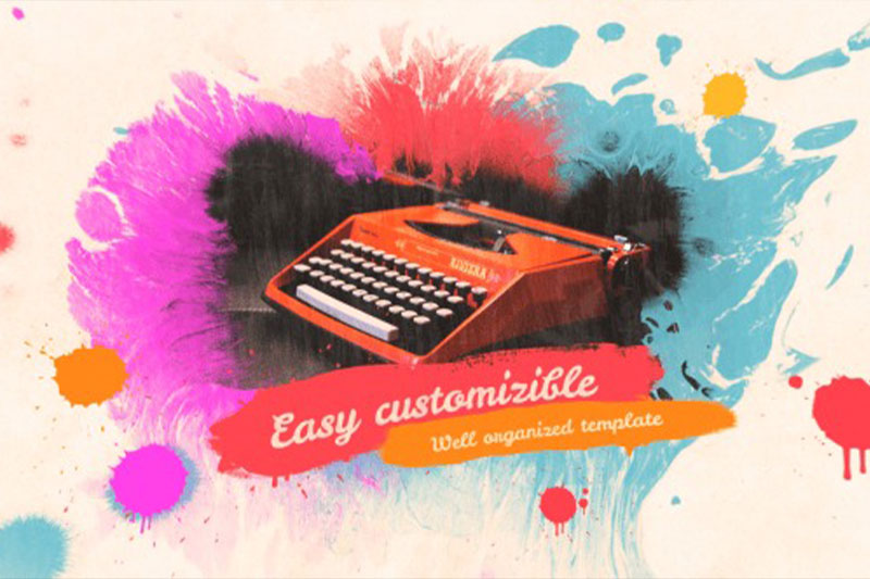 AE模板-中国风彩色水墨幻灯片动画模板 Colorful Ink Slideshow