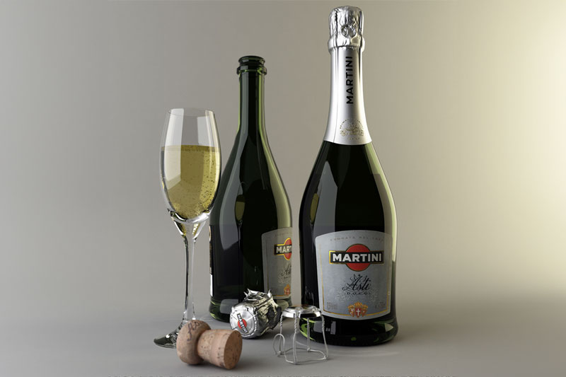 洋酒模型高脚杯模型酒瓶模型3D模型 (C4D,FBX,Blend)